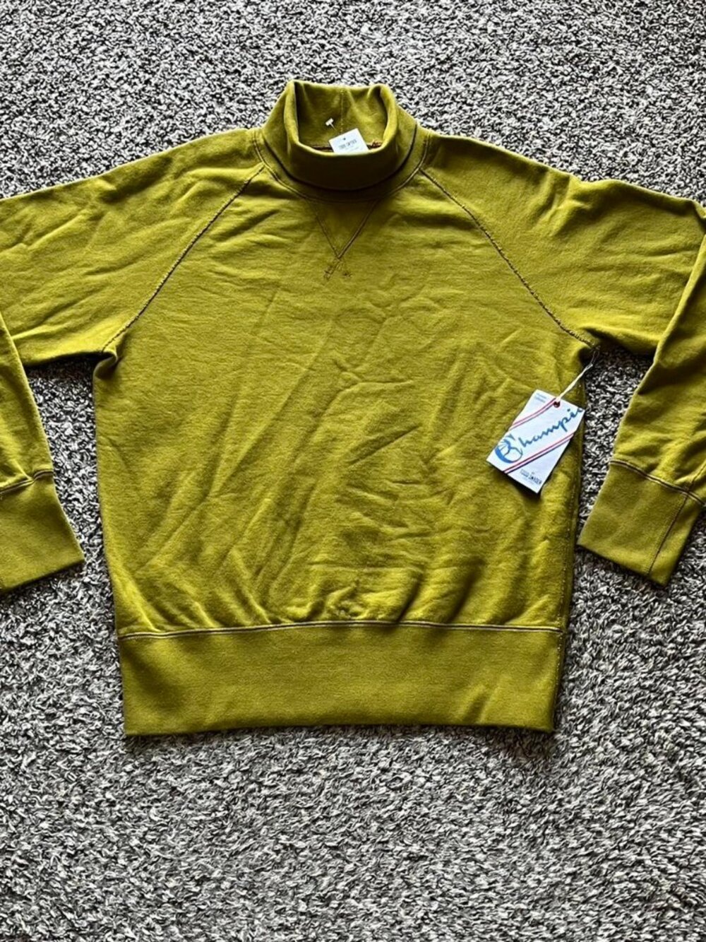 Todd Snyder Champion Green Khaki Turtleneck Sweatshirt Mens L Vntg Prep Casual